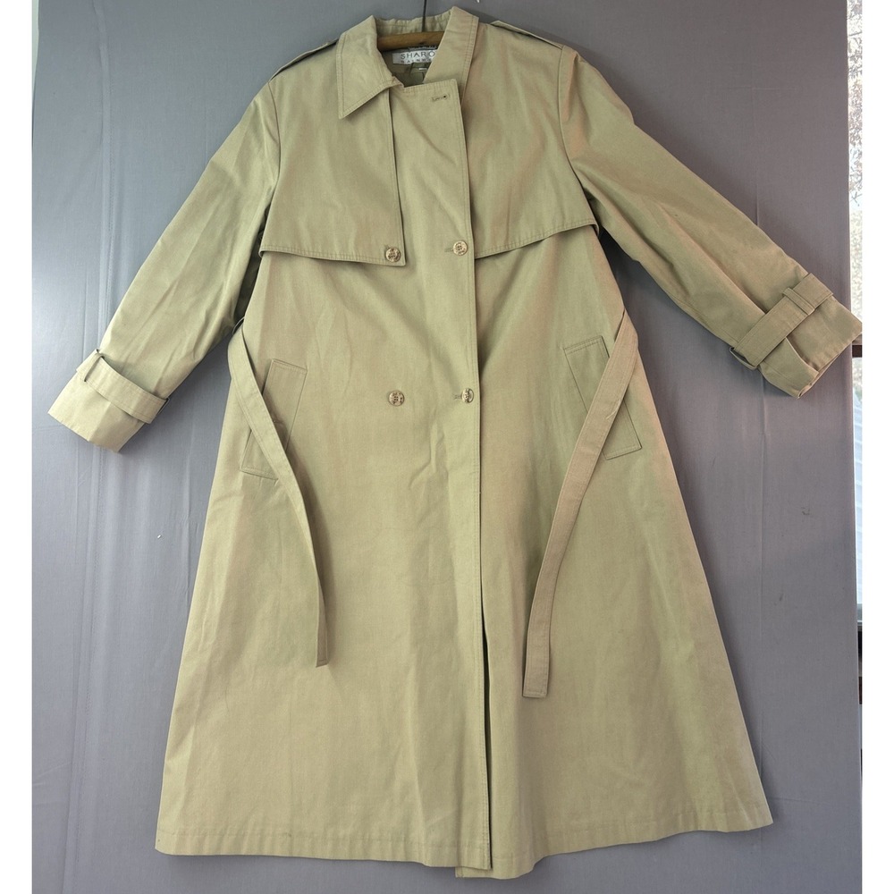 VTG SHARON RAINWEAR Womens 13/14 Trench Rain Coat Made in Poland Tan Beige
